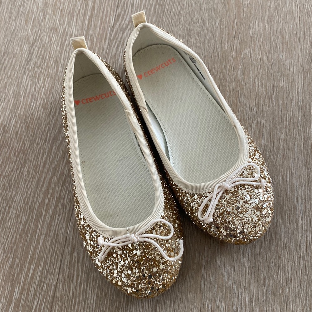 Crewcuts gold glitter ballet flats, Girls size 11